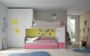 Composizione castello salvaspazio con armadio. Diverse finiture disponibili.